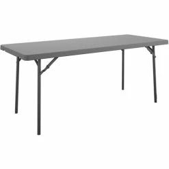 Front Page 7 Best Pirce 😉 Zown Corner Blow Mold Large Folding Table - 4 Legs - 4" Table Top Length X 60" Table Top Width - 29.25" Height - Gray - High-density Polyethylene (HDPE), Resin ⭐