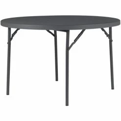 Front Page 11 Flash Sale 🎉 Zown Commercial Round Blow Mold Fold Table - Round Top - 4 Legs X 48" Table Top Diameter - 29.30" Height - Gray - High-density Polyethylene (HDPE), Resin 🎉