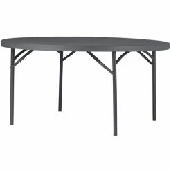 Front Page 9 Top 10 ❤️ Zown Commercial Round Blow Mold Fold Table - Round Top X 72" Table Top Diameter - 29.30" Height - Gray - High-density Polyethylene (HDPE), Resin 😀