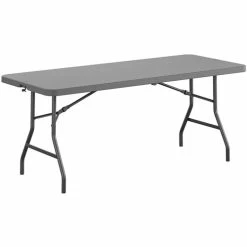 Front Page 13 Cheapest 💯 Zown Commercial Fold-in-Half Blow Mold Table - Rectangle Top - Four Leg Base - 4 Legs - 72" Table Top Width X 30" Table Top Depth - 29.25" Height - Gray - High-density Polyethylene (HDPE), Resin 🌟
