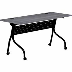 Front Page 30 Promo 🥰 Charcoal Flip Top Training Table, Charcoal Rectangle, Melamine Top, Black Four Leg Base, 4 Legs, 60" Table Top Width X 23.60" Table Top Depth, 29.50" Height, Melamine 🎁